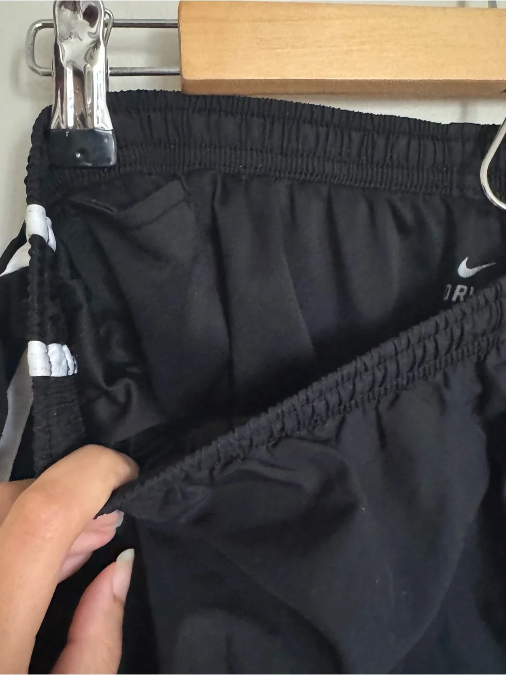 Nike Dri Fit Tempo Running Shorts Black White Lined Women's Size L